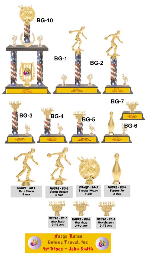 Red, White & Blue Bowling Trophies  #BG1