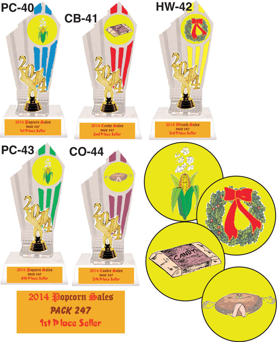 Popcorn, Candy & Wreath Sale Back Drop Trophies #PCW