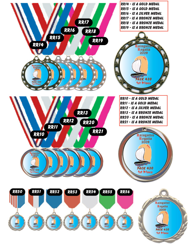 Raingutter Regatta Medals (RRM) Certificates & Trophies Unlimited (JaBuS Company)