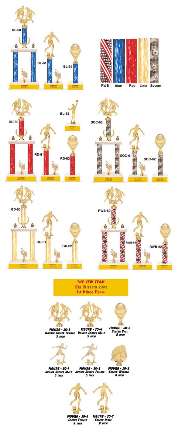 Soccer Trophies with 5 different style colums #SO